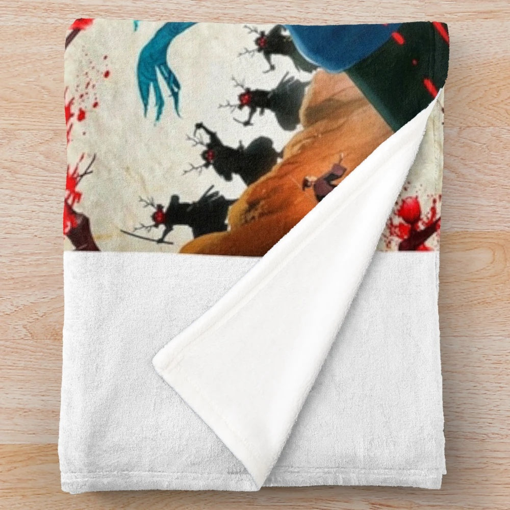 Blue eye samurai anime-inspired plush blanket