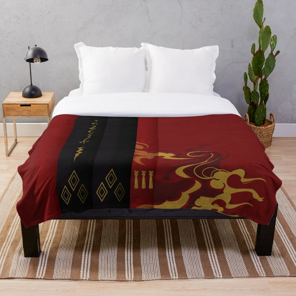 Final Fantasy Stormblood inspired plush blanket with Japanese samurai design