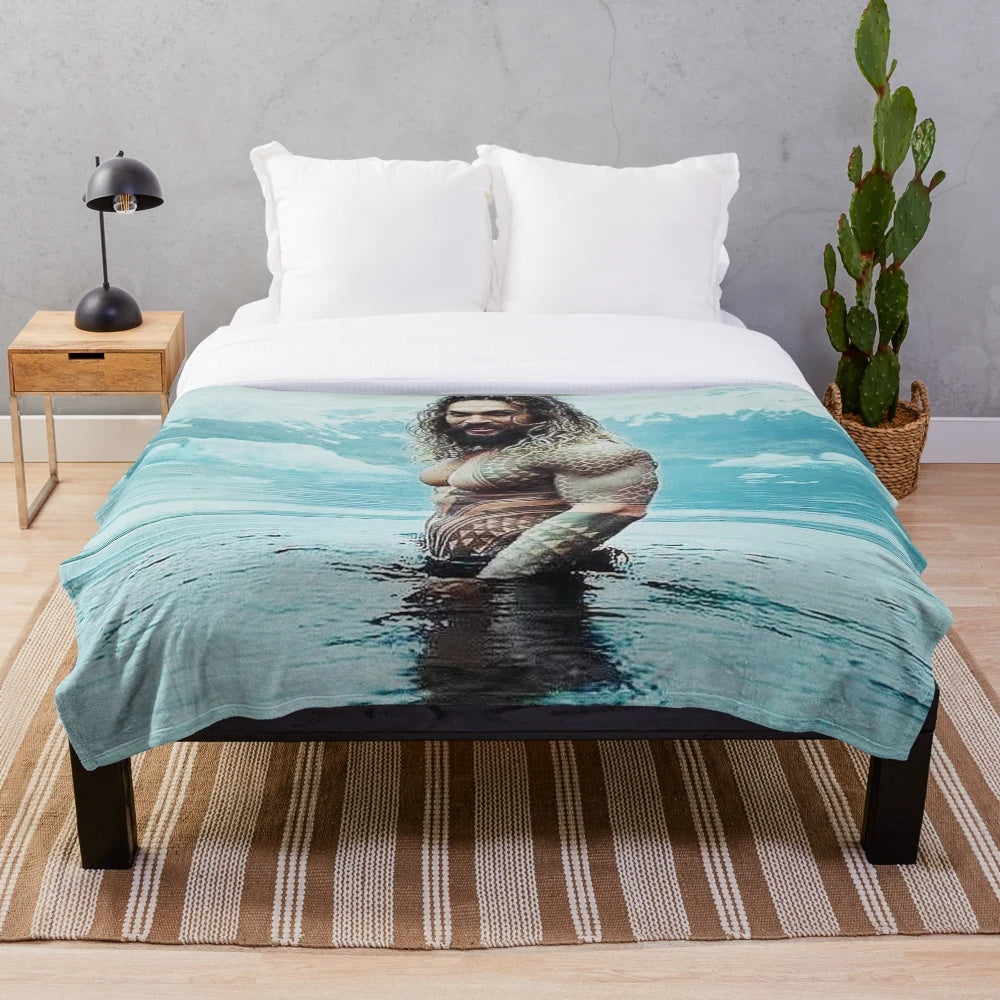 Jason Momoa-inspired plush blanket featuring the popular actor