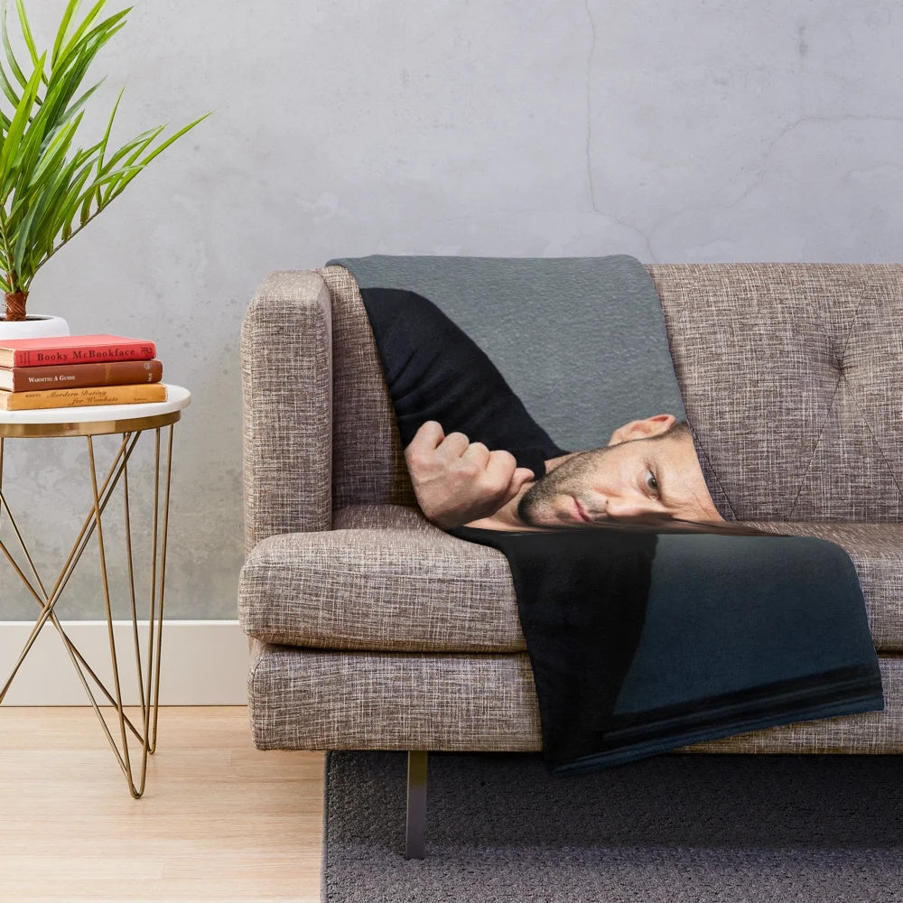 Plush blanket featuring action movie star Jason Statham