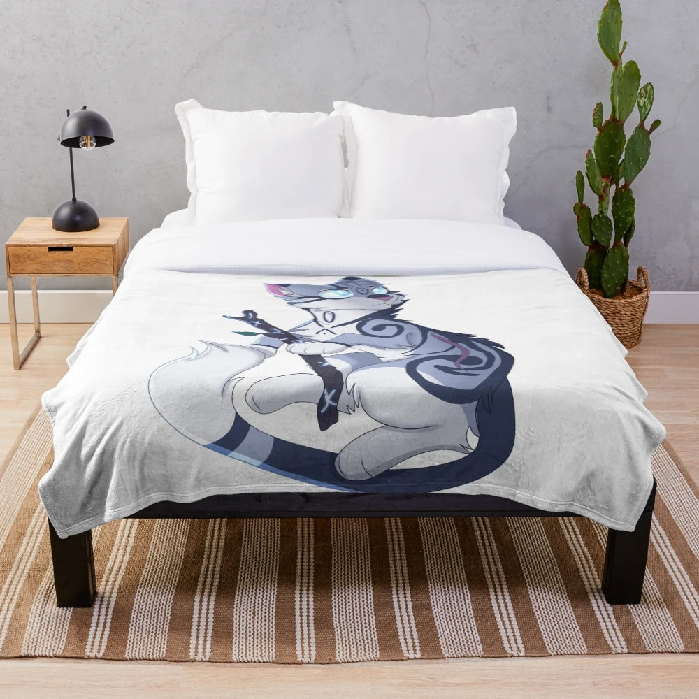 Jayfeather inspired plush blanket with warrior cats design