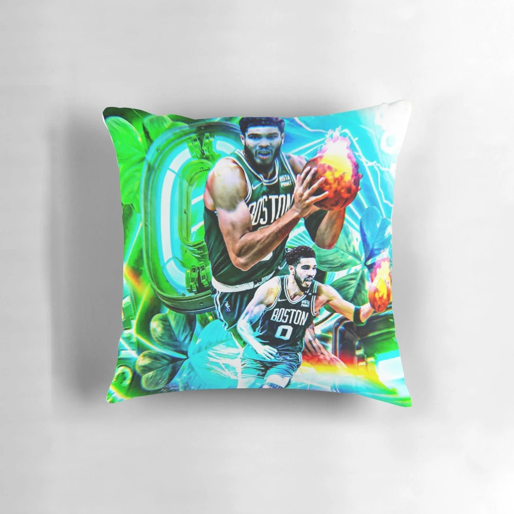 Soft, plush pillow featuring a portrait of NBA player Jayson Tatum