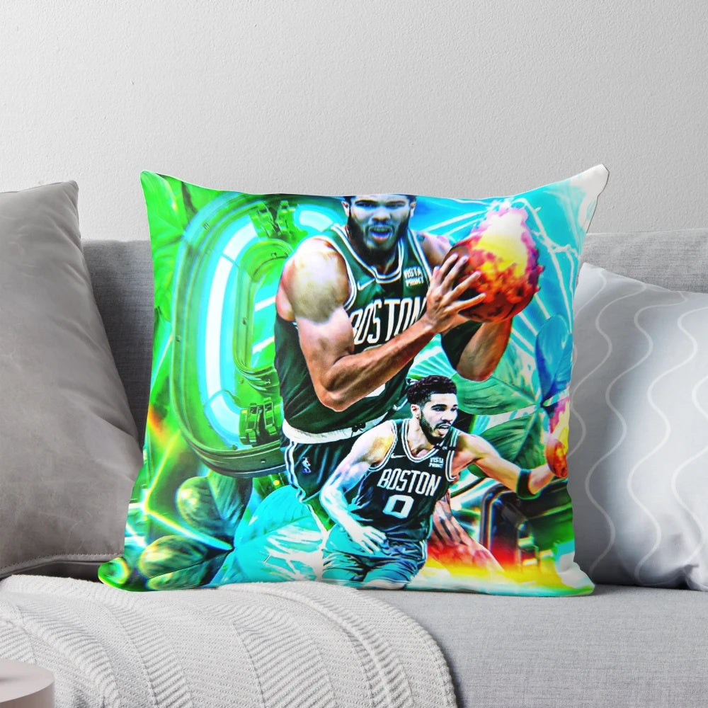 Soft, plush pillow featuring a portrait of NBA player Jayson Tatum