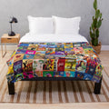 Jazz Festivals Plush Blanket with musical notes and instruments