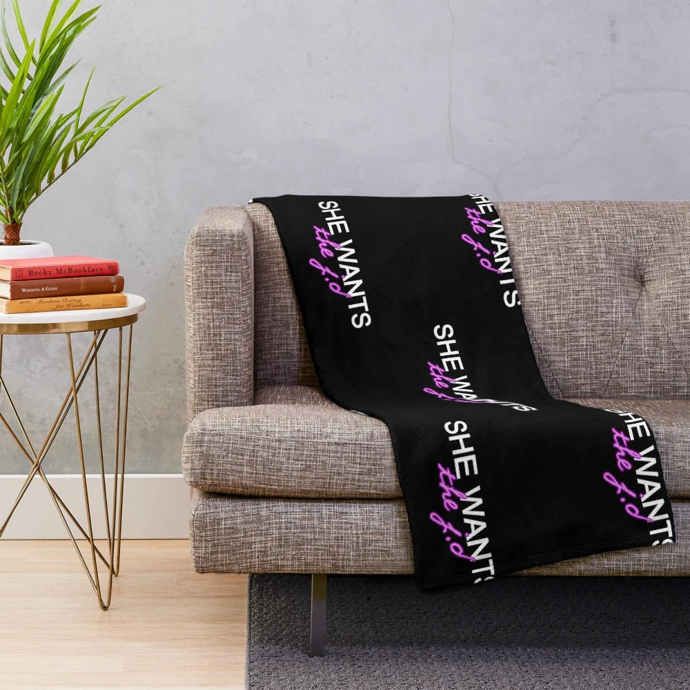 Soft and comfortable plush blanket with "She Wants the JD" design, ideal for law students and lawyers.
