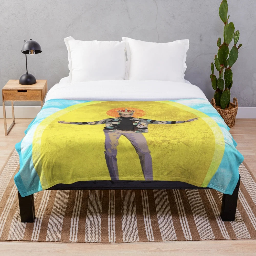 Jeff Goldblum inspired plush blanket with holy, heavenly, and fan art design