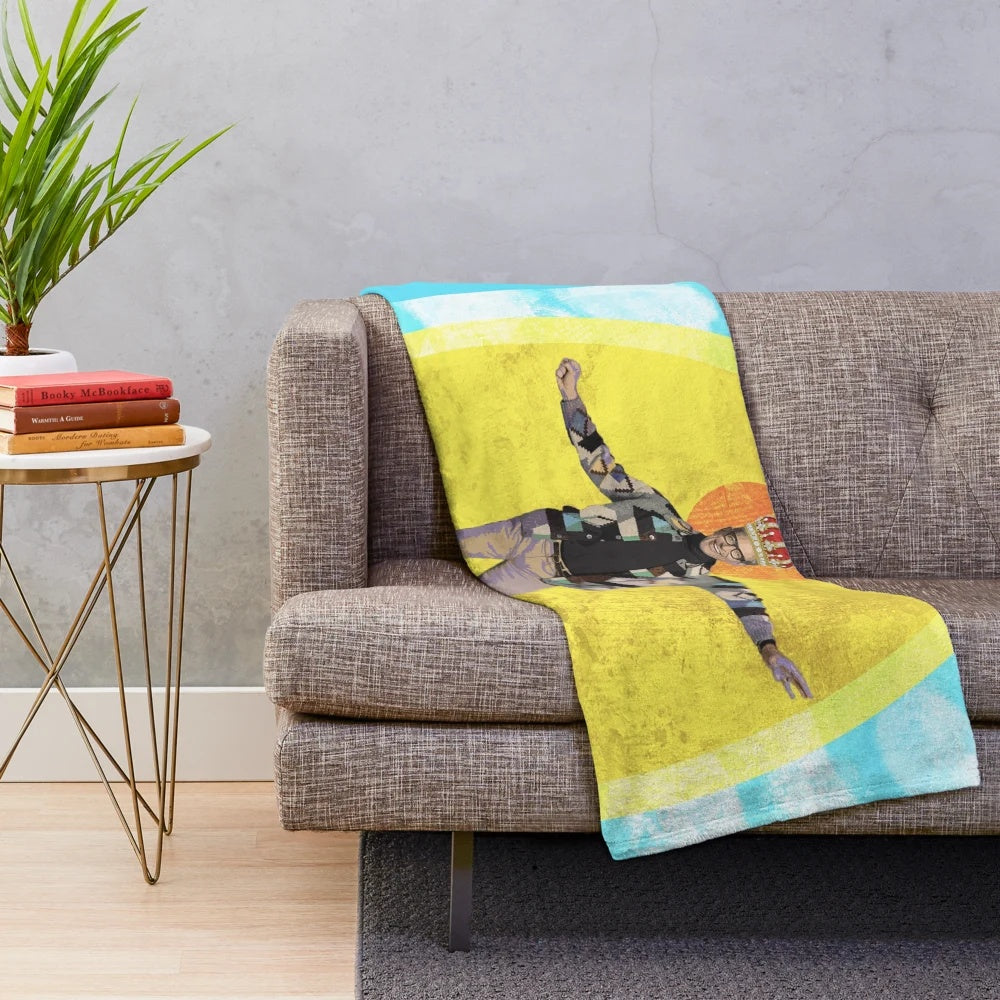 Jeff Goldblum inspired plush blanket with holy, heavenly, and fan art design