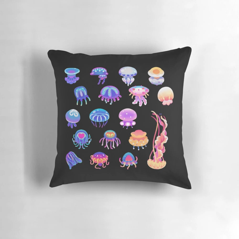 Soft, plush jellyfish pillow featuring a vibrant ocean-inspired design