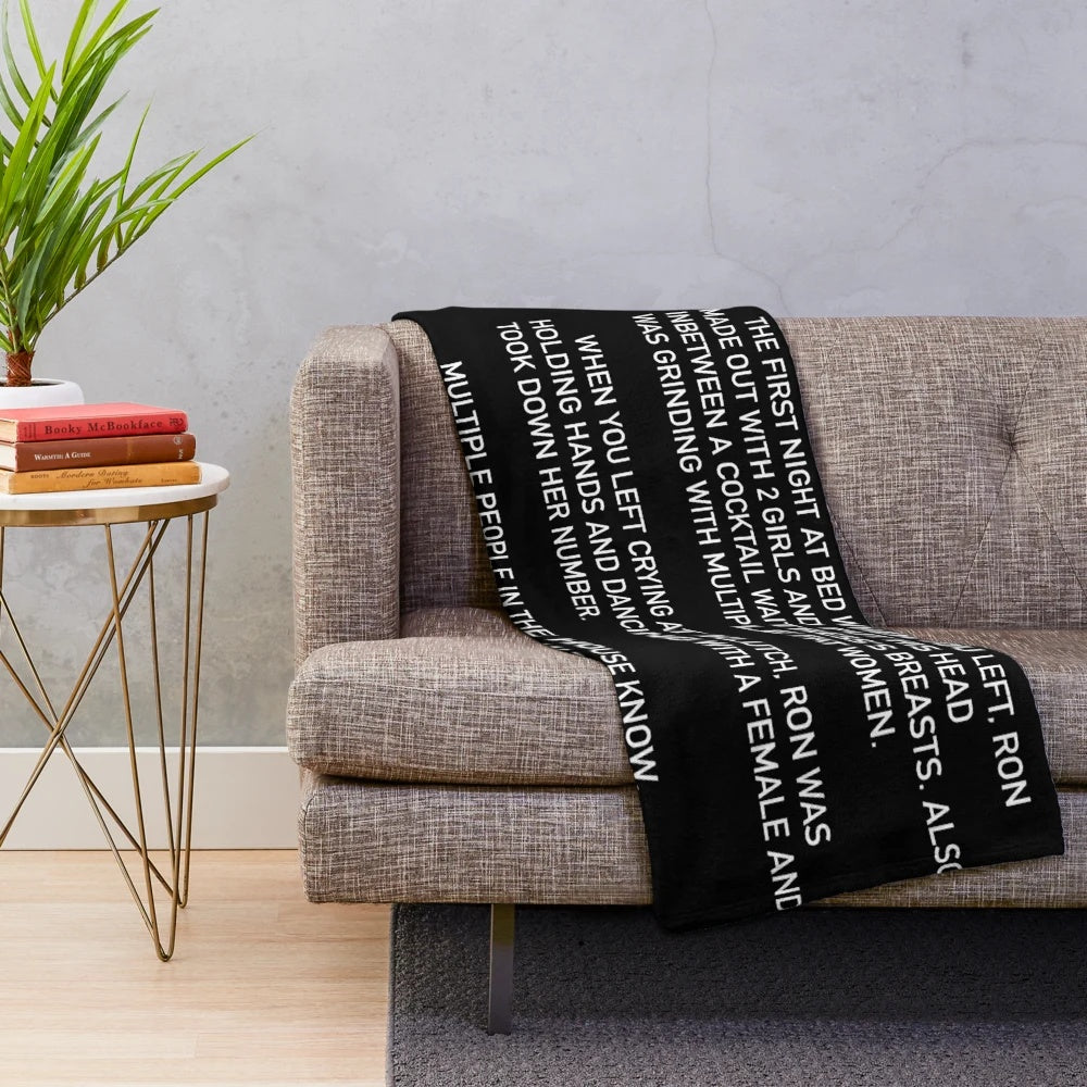 Jersey Shore inspired plush blanket with cast members' names and iconic phrases