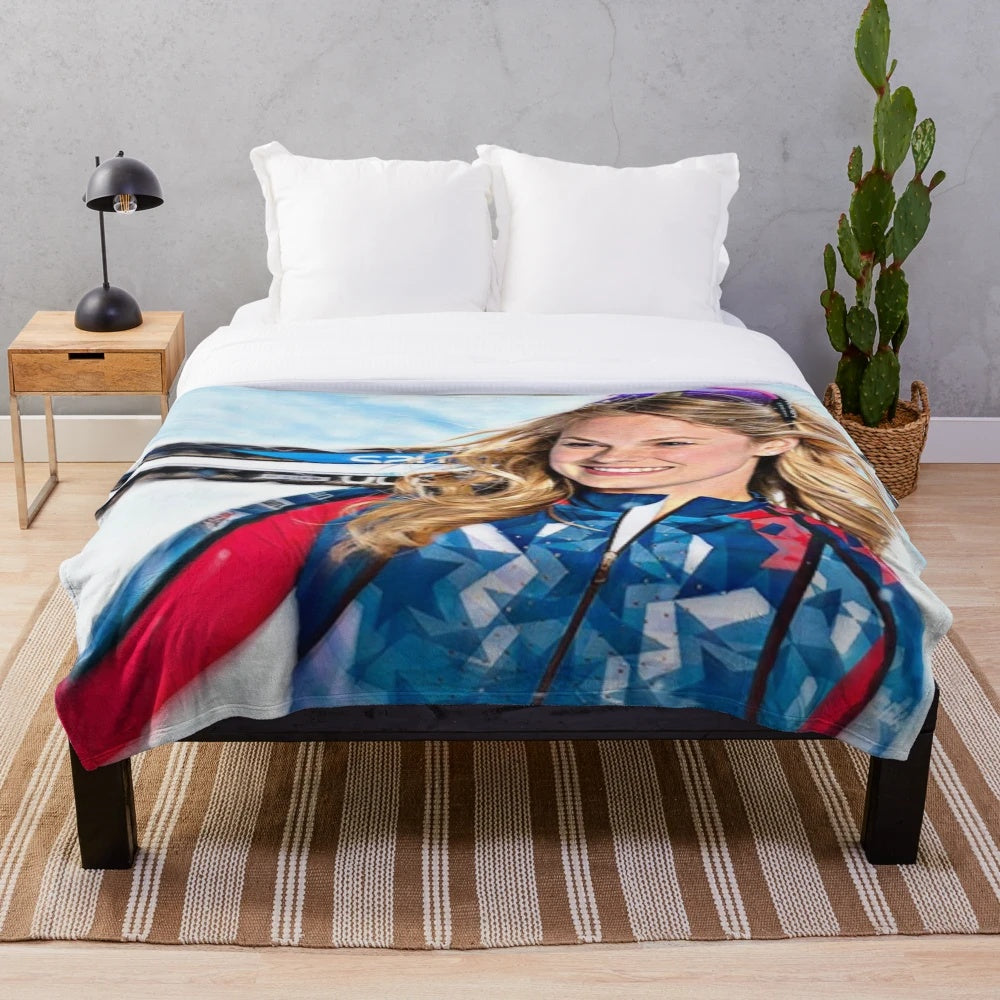 Plush blanket featuring Jessica Diggins, the American cross country skier