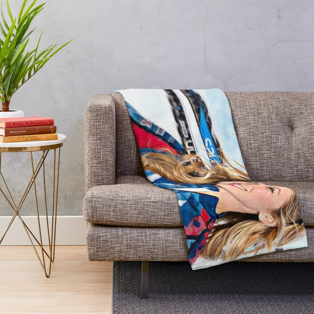 Plush blanket featuring Jessica Diggins, the American cross country skier