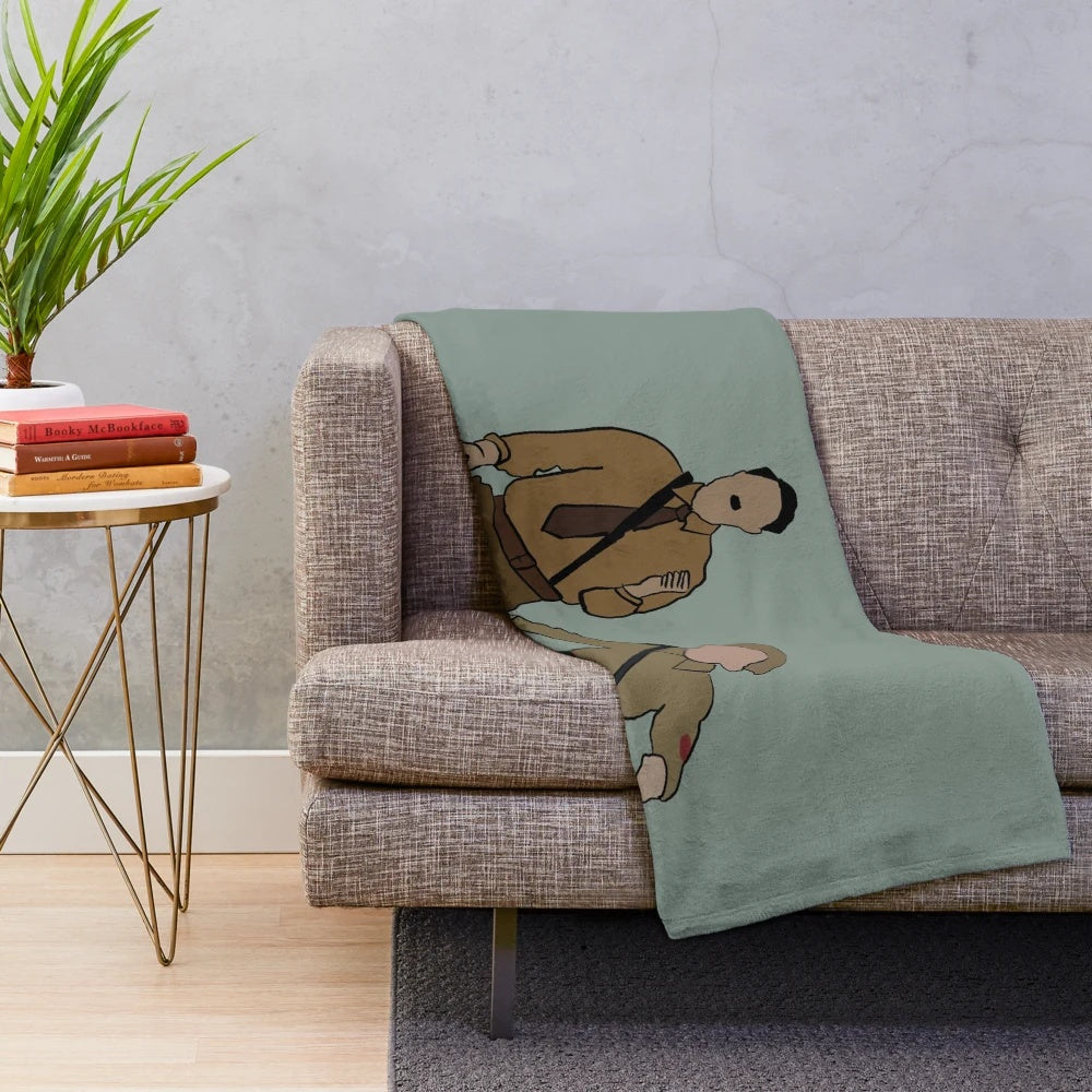 Jojo Rabbit inspired plush blanket featuring characters from the movie