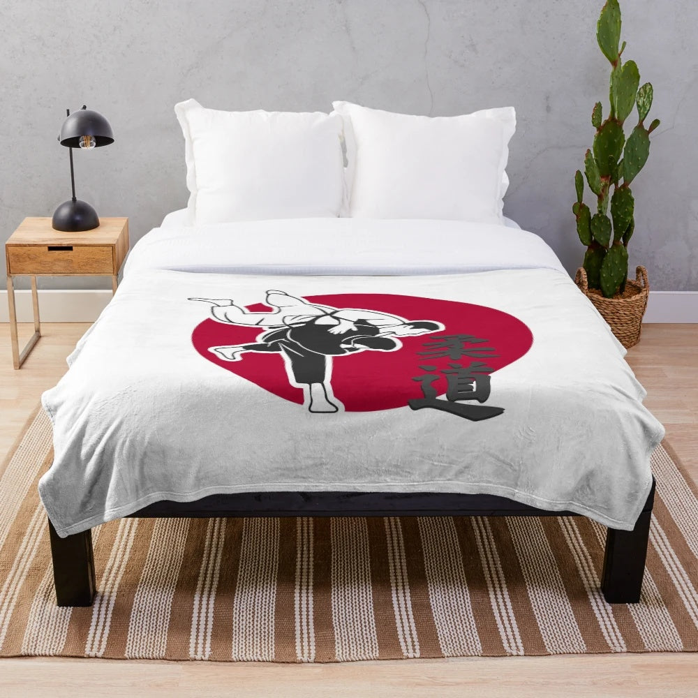 Soft and comfortable plush blanket featuring the art of judo
