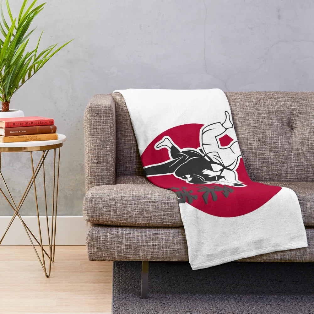 Soft and comfortable plush blanket featuring the art of judo