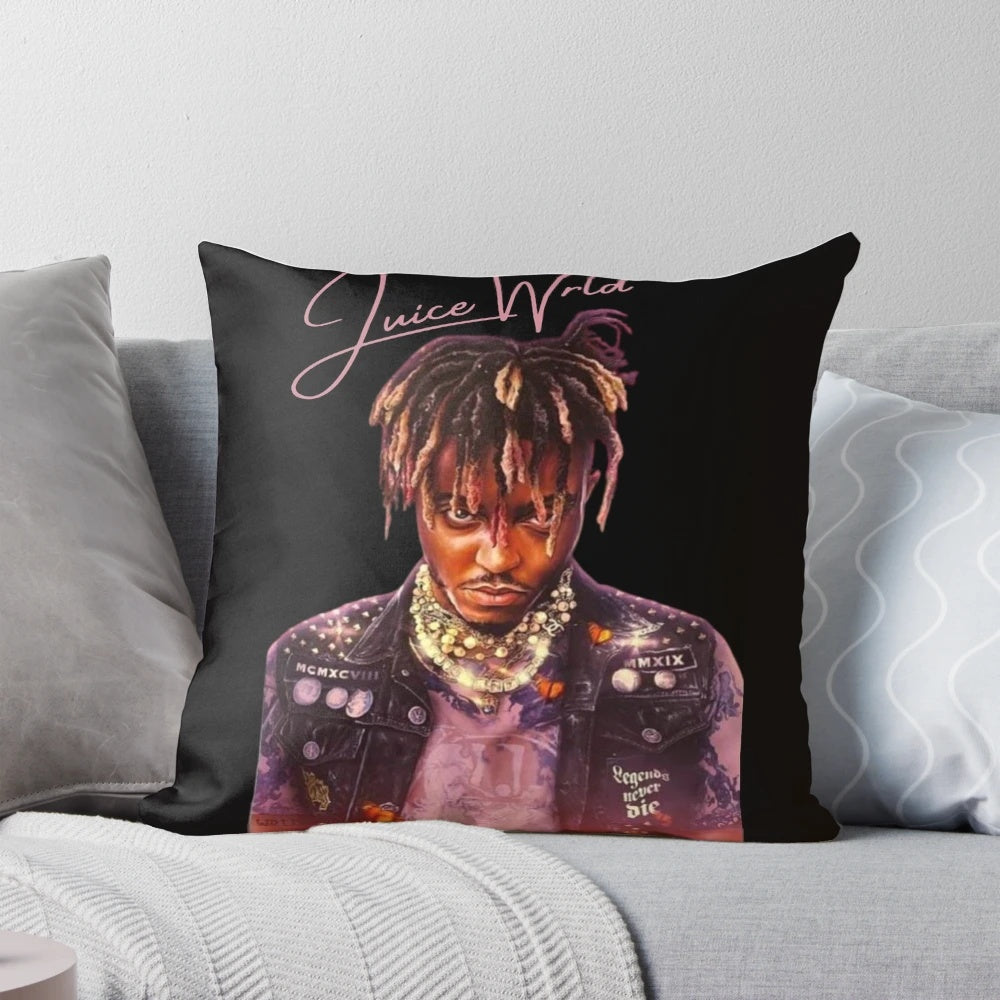 Juice WRLD-inspired pillow with black design