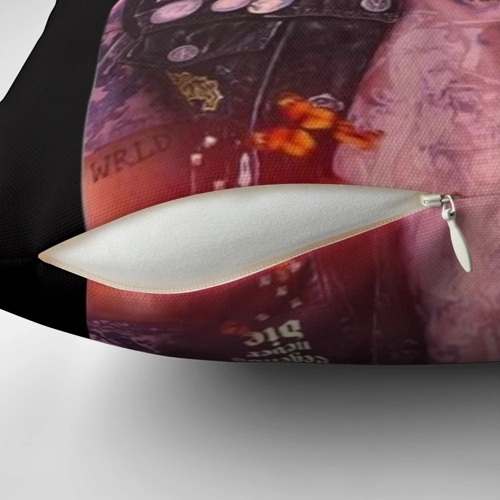 Juice WRLD-inspired pillow with black design