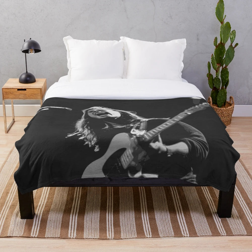 Julien Baker inspired plush blanket with grey scale design