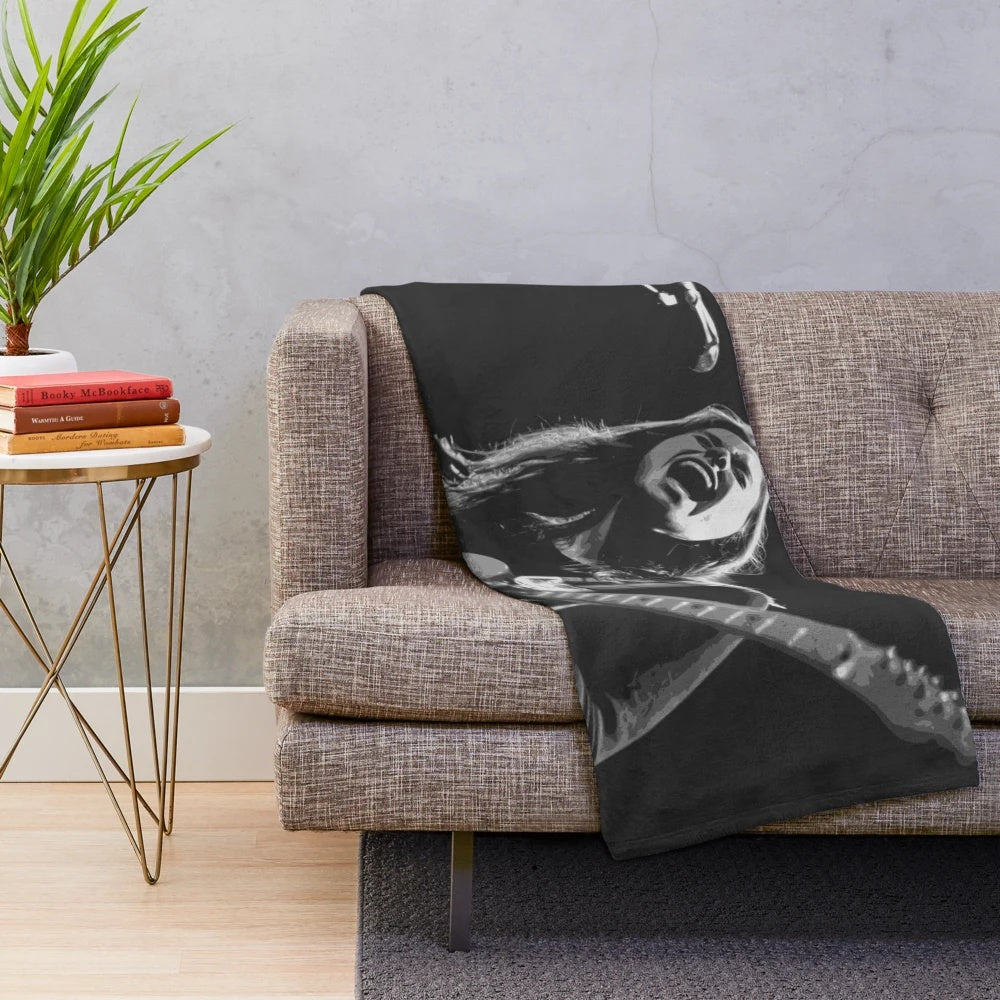Julien Baker inspired plush blanket with grey scale design