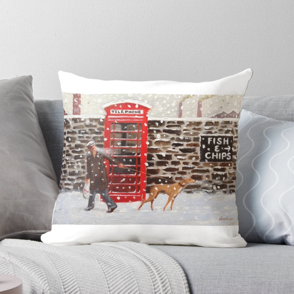 Soft, plush pillow in the shape of a jumbo sausage, perfect for snuggling with your greyhound on a winter day.