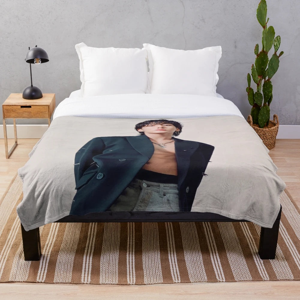Jungkook-themed plush blanket for BTS fans