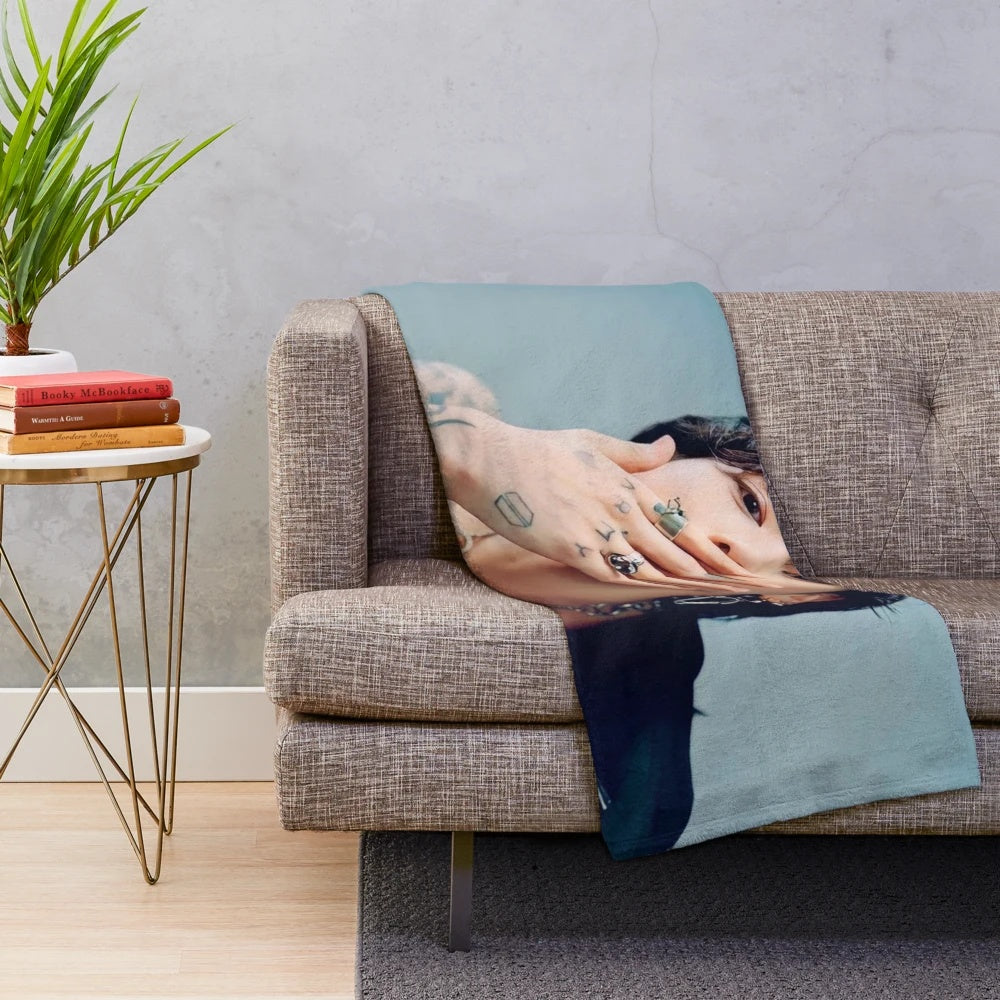 Jungkook-themed plush blanket with soft, cozy material