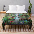 Jungle Book-inspired plush blanket featuring various jungle animals and plants