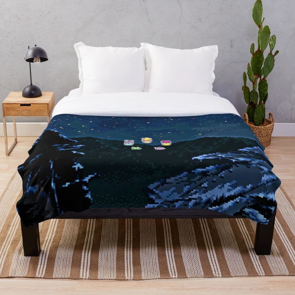 Soft and plush Stardew Valley Junimos night sky themed blanket