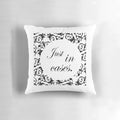 A black and white "Just in Cases" pillow featuring romantic movie quotes and words of love