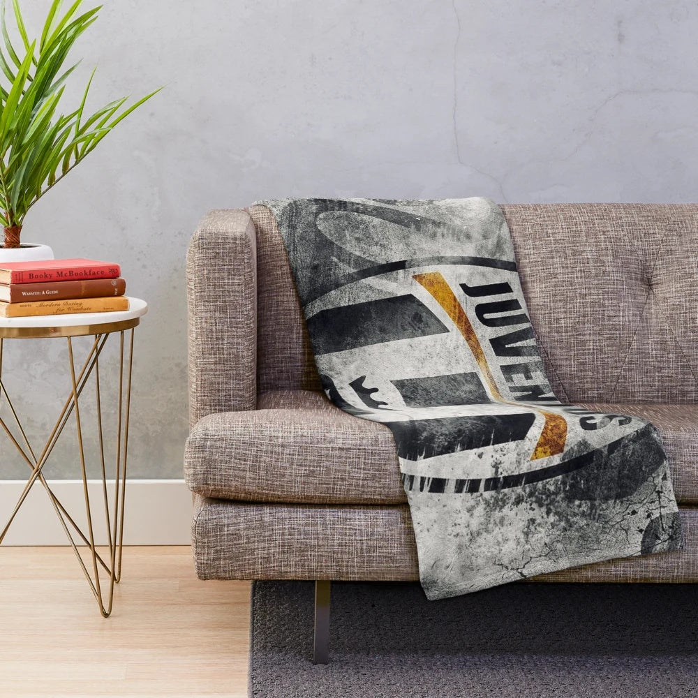 Juventus-inspired plush blanket with soft, cozy design
