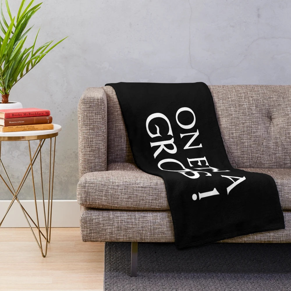 Soft, plush blanket featuring Kaamelott characters and symbols