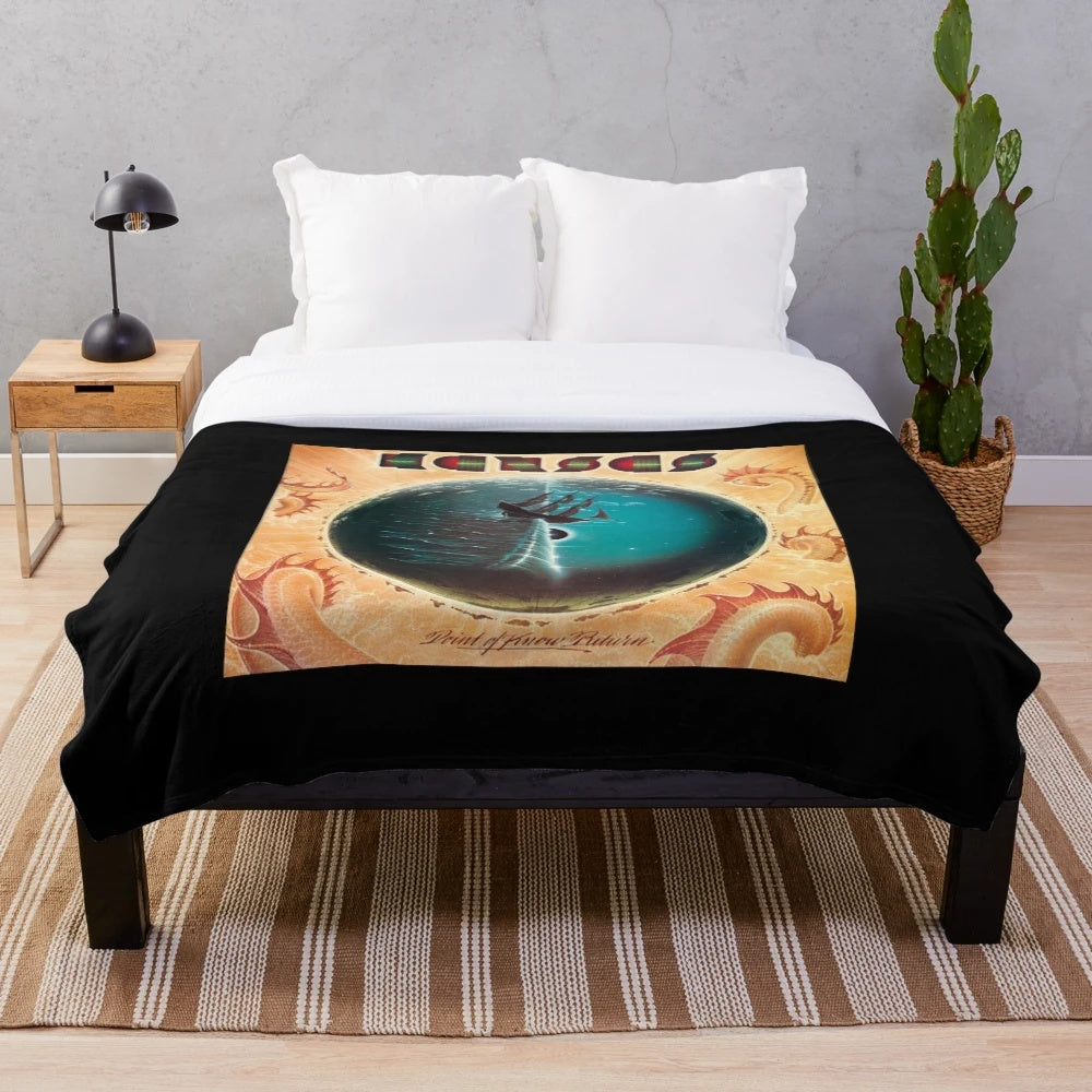 Kansas band plush blanket featuring the Point of Know Return album cover design