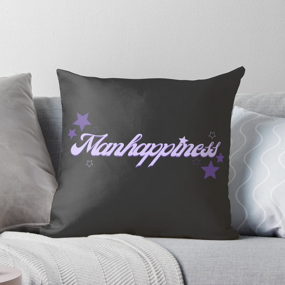 A lavender-colored pillow featuring a starry night design, perfect for Kansas State University fans.