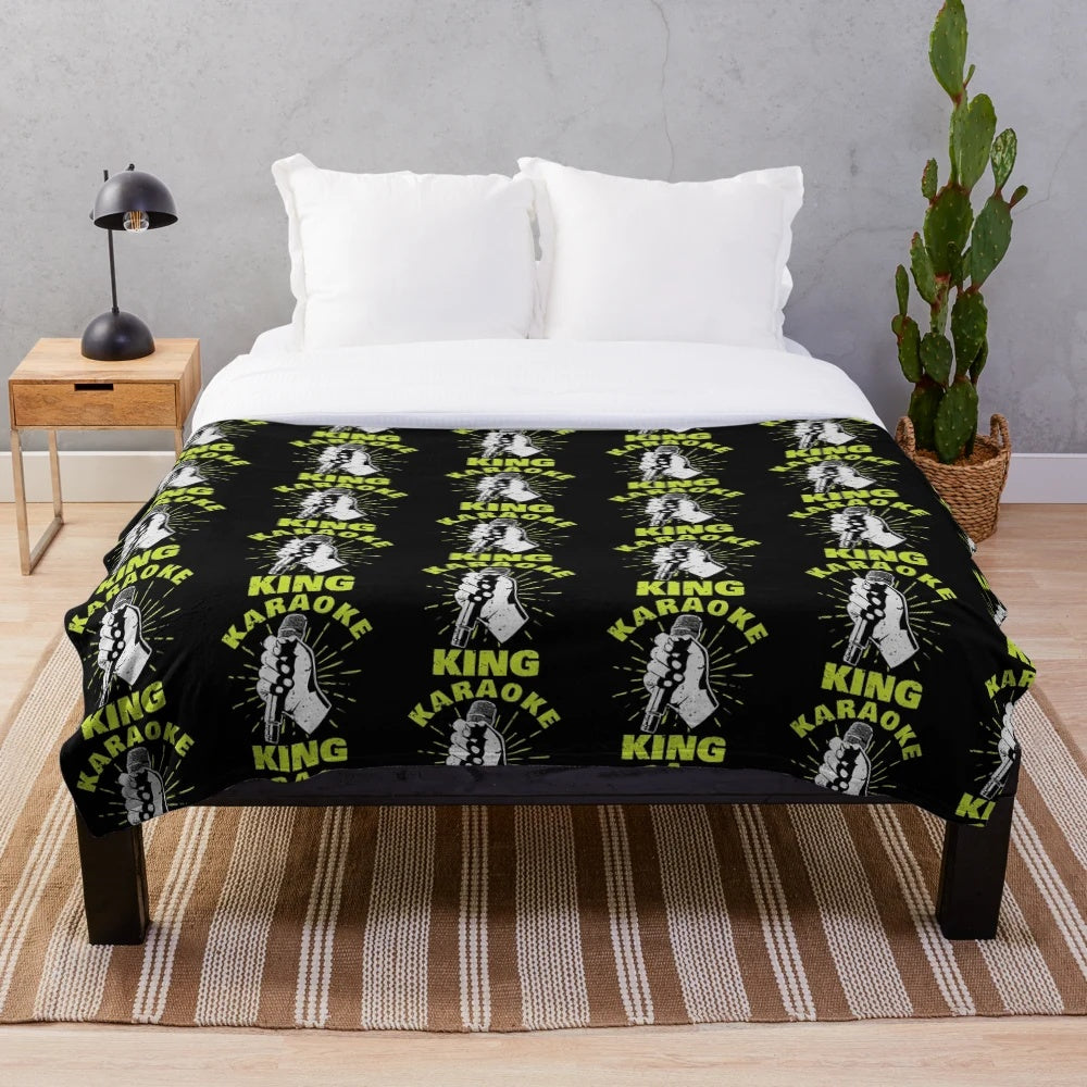 Karaoke king plush blanket with microphone design