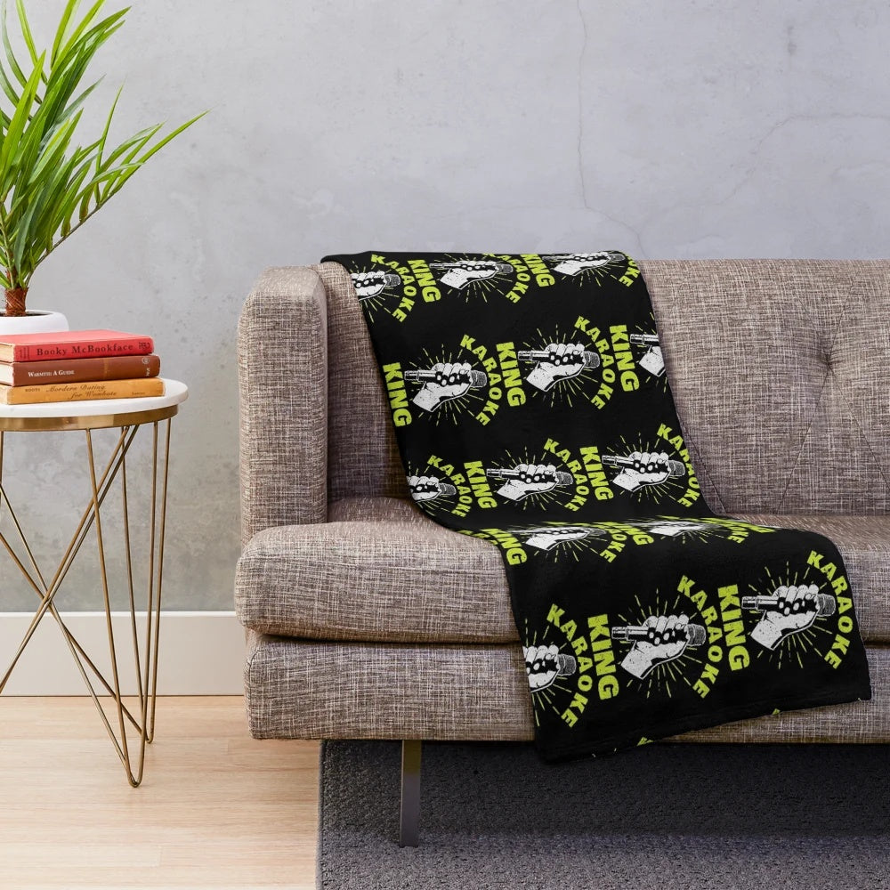Karaoke king plush blanket with microphone design