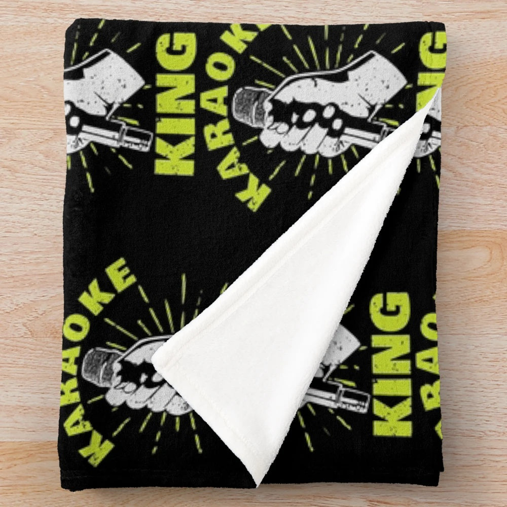 Karaoke king plush blanket with microphone design