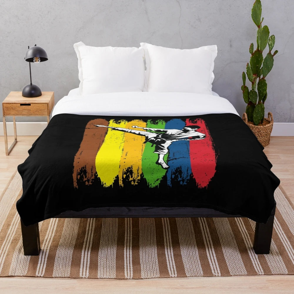 Karate fighter plush blanket with martial arts design