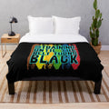 Plush blanket with karate fighter silhouette design