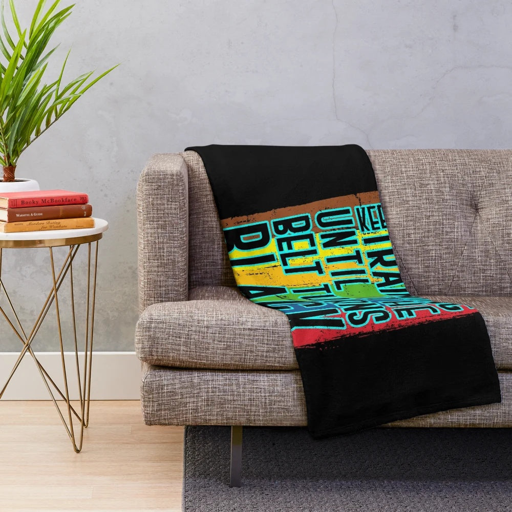 Plush blanket with karate fighter silhouette design