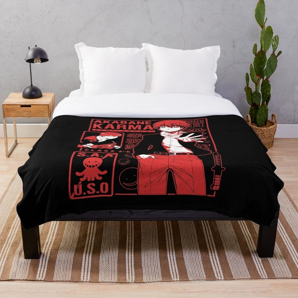 Karma Akabane inspired plush blanket with soft, cuddly fabric