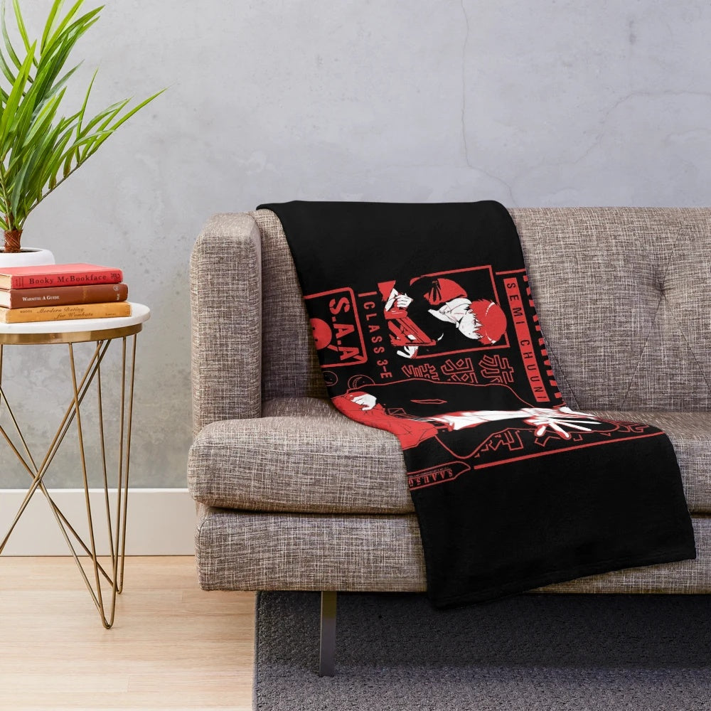 Karma Akabane inspired plush blanket with soft, cuddly fabric