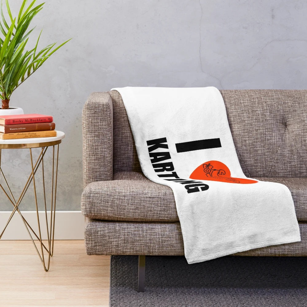 Plush blanket with karting/racing design