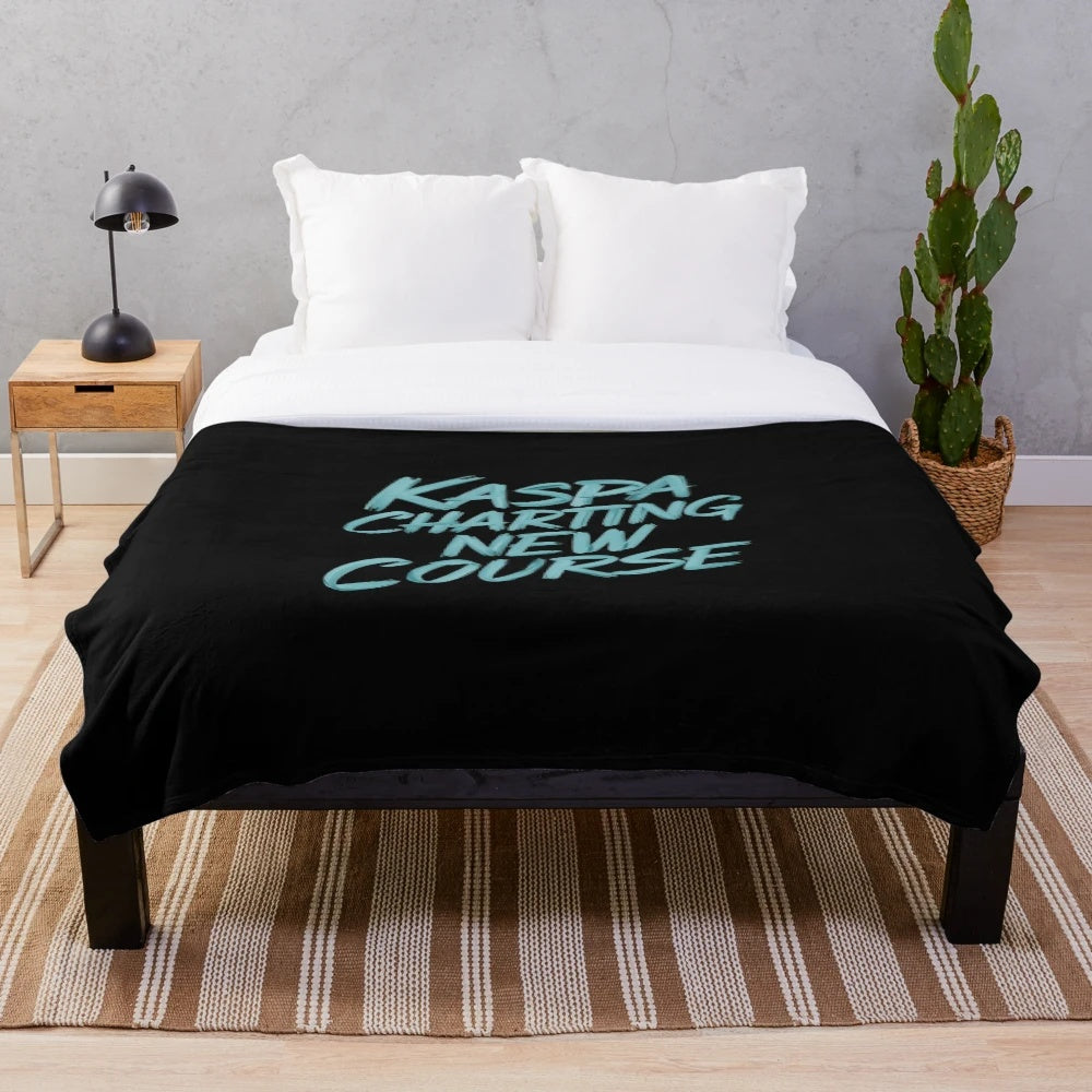 Kaspa cryptocurrency-themed plush blanket