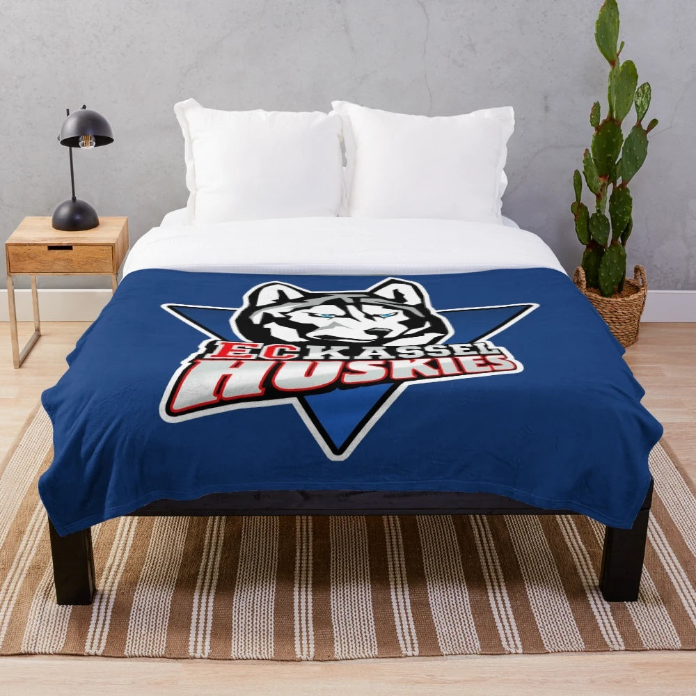 Kassel Huskies inspired plush blanket for hockey enthusiasts