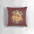 Soft, plush pillow in the shape of a cute cinnamon roll with bunny ears, perfect for a cozy, warm, and sweet bedroom accent.