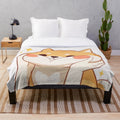 Plush blanket featuring a kawaii Shiba Inu dog illustration