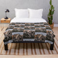 Plush blanket featuring a kayak in the mountains