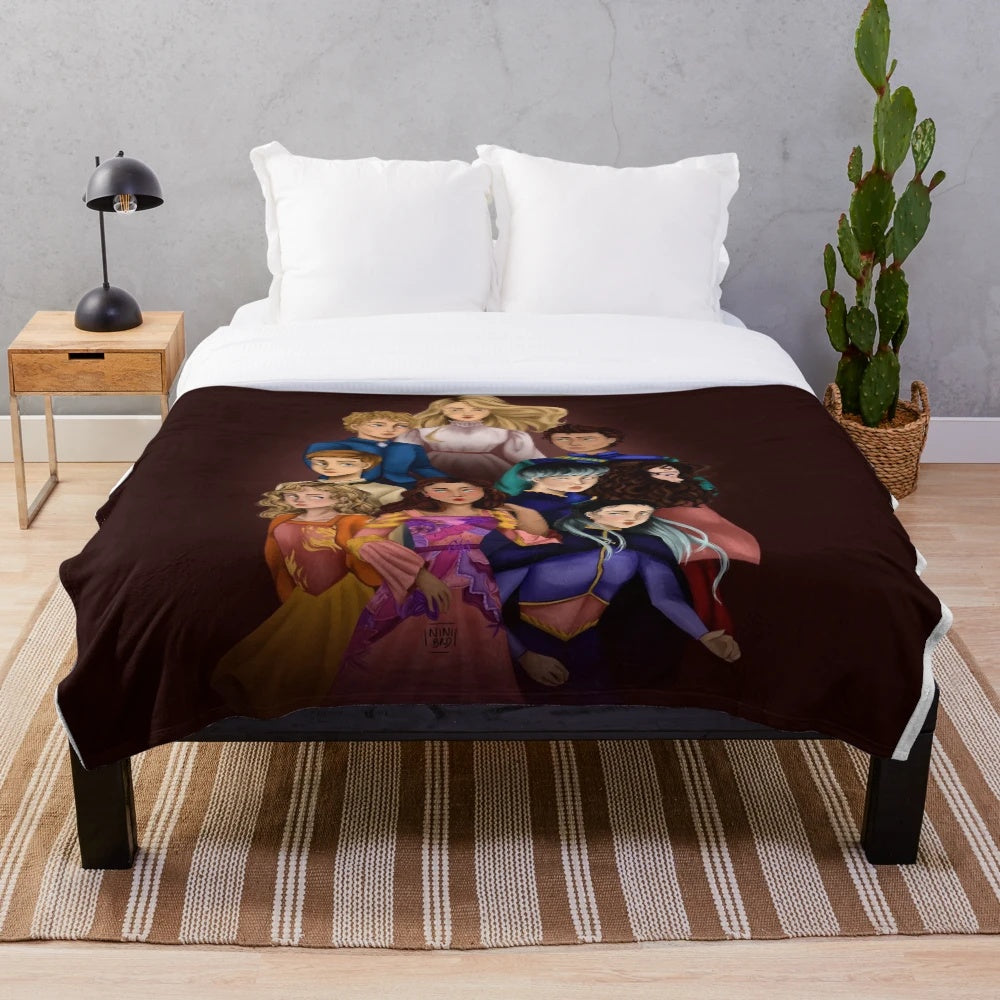 Keeper of the Lost Cities inspired plush blanket featuring characters from the fantasy book series