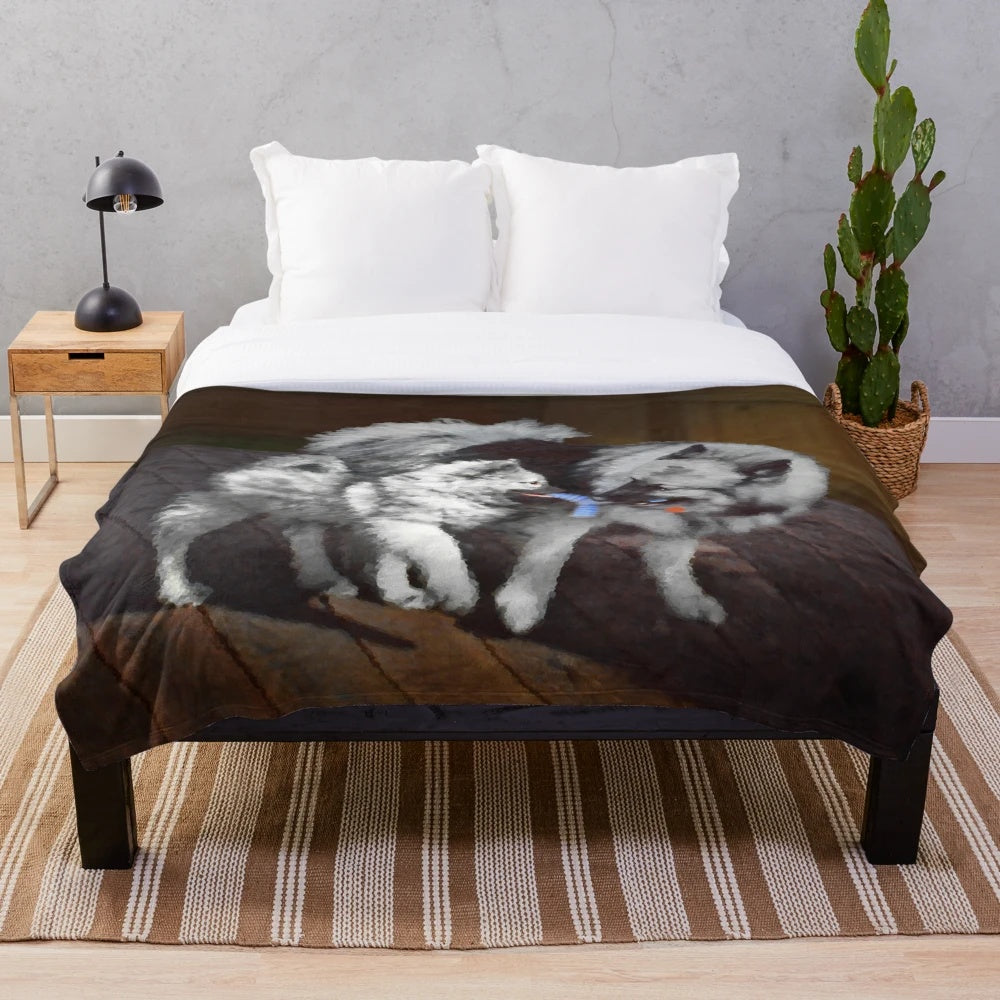 Soft and Plush Keeshond Blanket for Pets and Home Decor