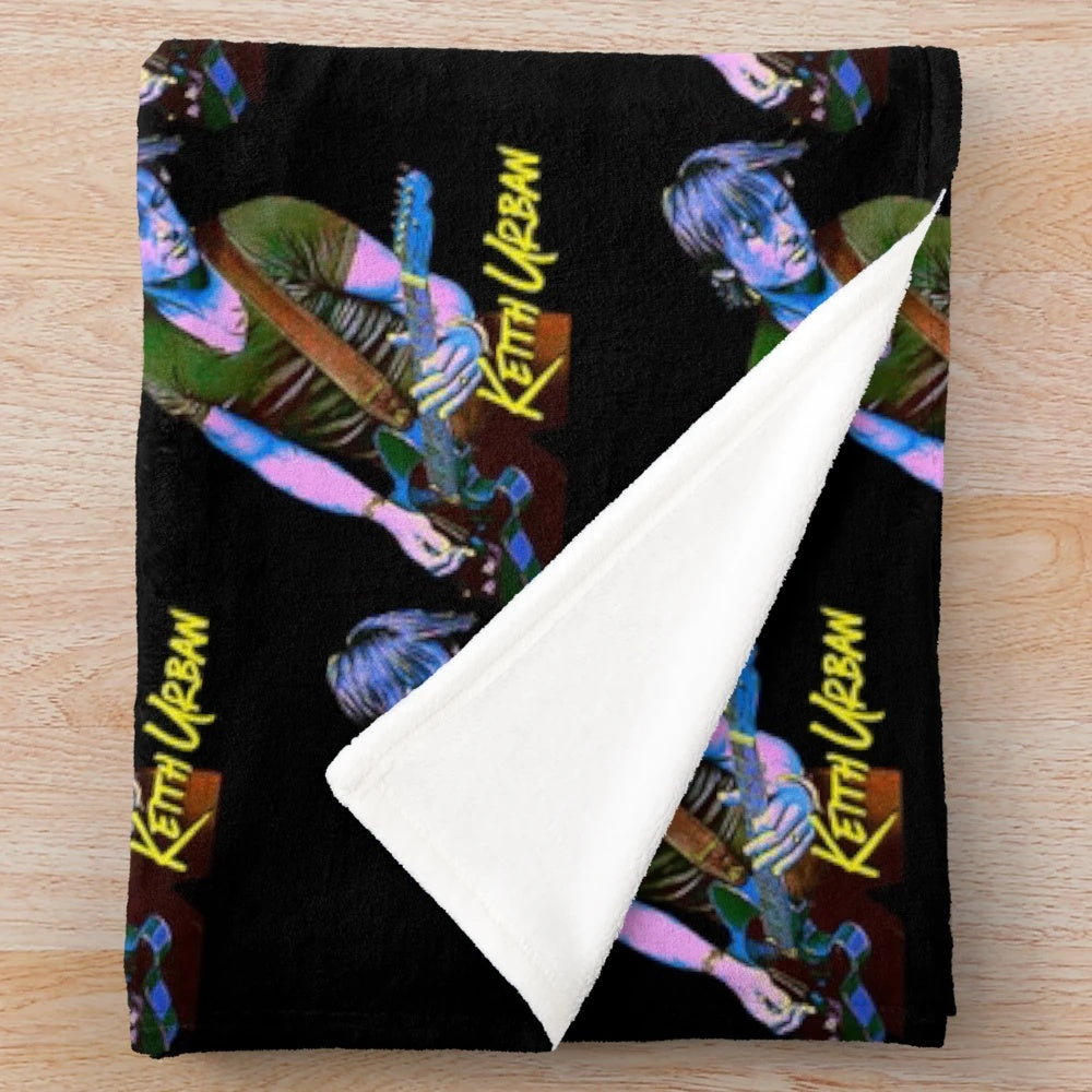 Keith Urban inspired plush blanket with country music and pop art design