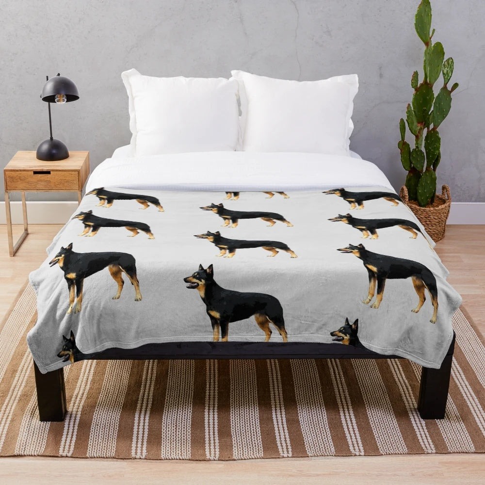 Kelpie plush blanket with Australian black and tan dog breed